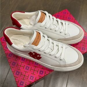 Tory Burch Leigh T-Logo Color Block Leather Sneaker